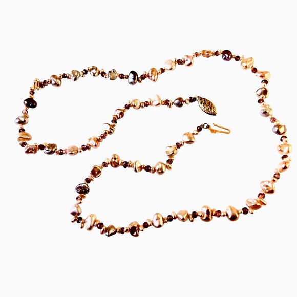 Fresh Water Pearl Necklace Nuggests & Beads With 14K Gold Clasp 17" - Picture 6 of 14